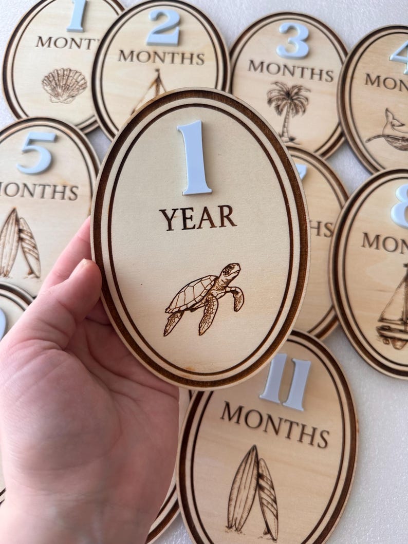 Wooden Milestone Cards: Photo Prop, 3D Numbers, Baby Milestones ...