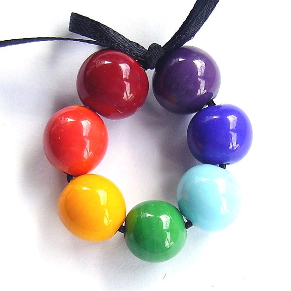 Rainbow Lampwork Round Beads