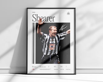Alan Shearer Poster | Alan Shearer Newcastle United Poster | Shearer Poster | Newcastle United Poster | Premier League Poster