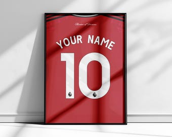 Man United Shirt Poster 2025/26 | Man United Poster | Mbeumo Poster | Martinez Poster | Casemiro Poster | Fernandes Poster | Cunha Poster