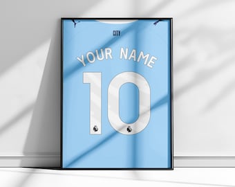 Man City Shirt Poster 2025/26 | Man City Poster | Haaland Poster | Ruben Dias Poster | Bernado Silva Poster | Foden Poster | Marmoush Poster