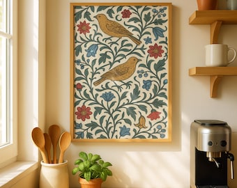 Stampa di William Morris, Poster botanico di William Morris, Decorazione murale di William Morris, Poster di uccelli di William Morris, Decorazione murale vintage, Stampa floreale