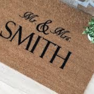 Personalized Mr & Mrs Doormat - Custom Wedding Gift, Last Name Door Mat, Newlywed Welcome Mat, Funny Gift, Housewarming Gift