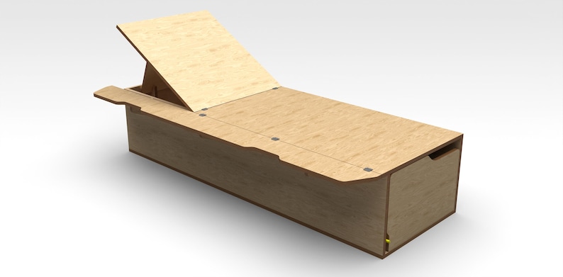 May include: A wooden storage bench with a hinged lid that opens to reveal storage space inside. The lid can be used as a seat or a table.