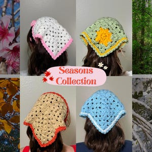 Handmade Crochet Bandana | Seasons Collection | Head Bands, Head Scarf, Granny Square Bandana, Crochet Bandana, Various season colors