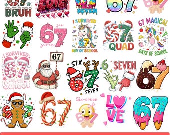 Funny Six Seven Meme PNG Bundle, Viral Clipart (Digital Download)