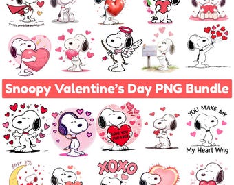 Valentines Day Png Snoopy Bundle,  Cartoon Dog Png, Snoopy Love PNG Bundle , Valentine's Day Clipart, Cute Dog PNG Bundle