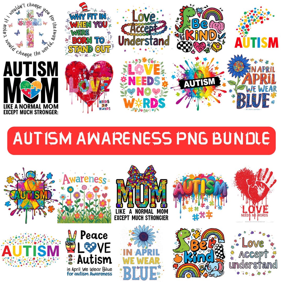Autism Awareness PNG Bundle, Neurodiversity Designs (digital Download ...