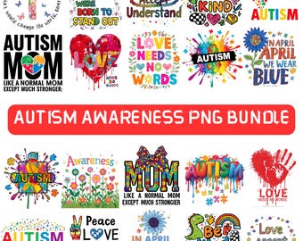 Autism Awareness PNG Bundle, Neurodiversity Designs (Digital Download)