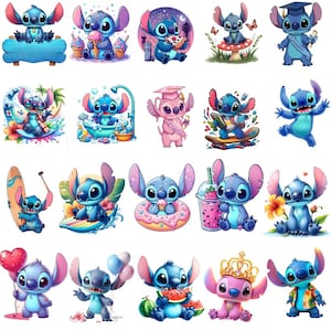 Stitch Clipart Bundle PNG | Cute Alien Sublimation | Rainbow Tropical Summer Design