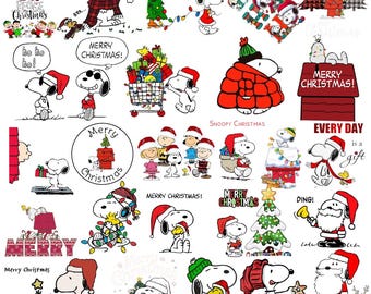 Snoopy Christmas PNG Bundle, Holiday Cartoon Clipart (Digital Download)