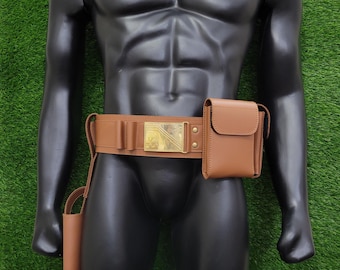 Cinturón, funda y bolsa de cuero hechos a mano del Libro de Boba Fett - Cosplay de Star Wars