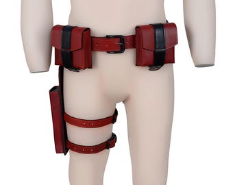 Funda de cuero para porra de Daredevil: Bolsa para disfraz de superhéroe color burdeos