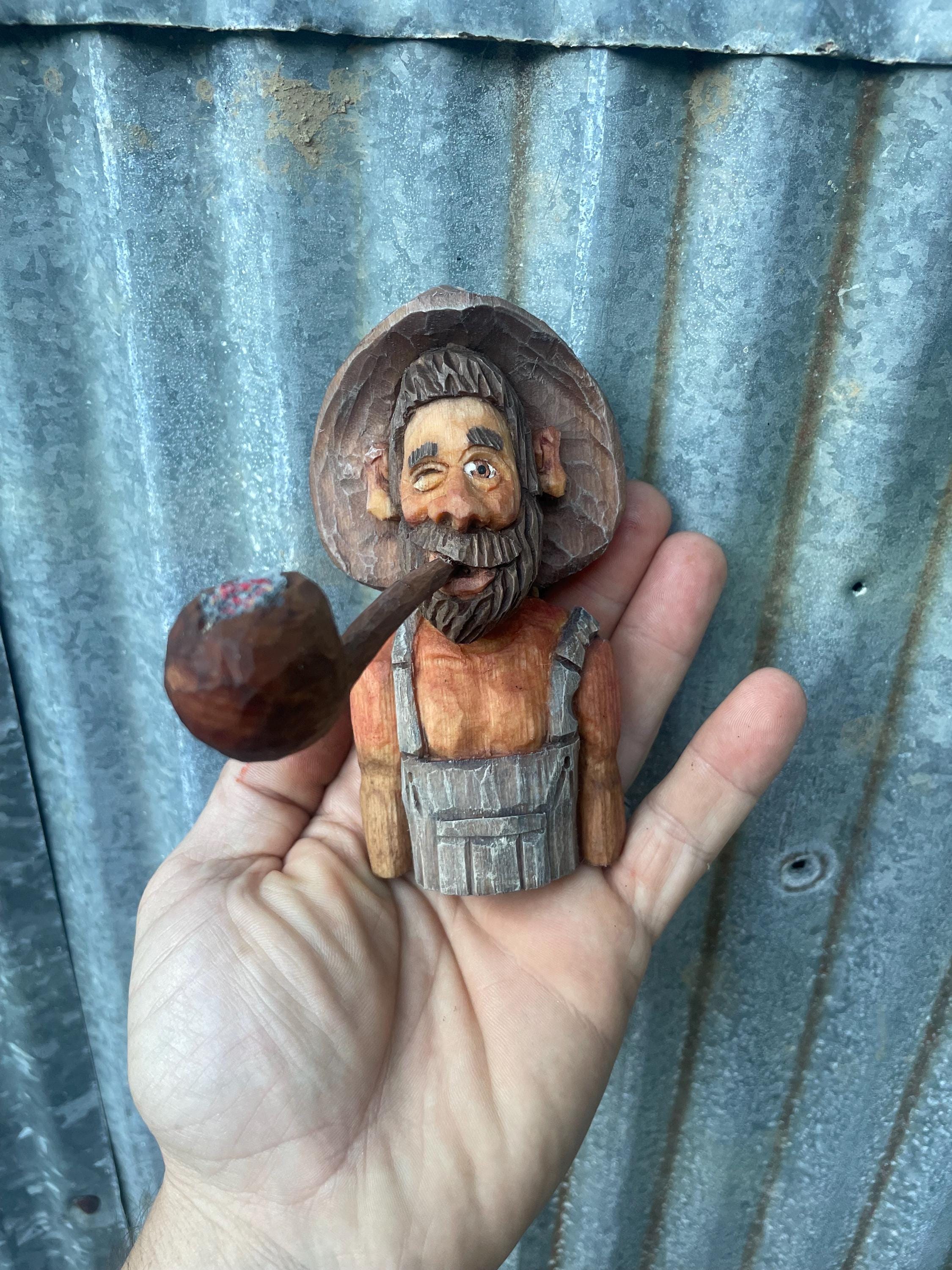 Figurine Hillbilly Old Man Bobblehead – Pêcheur Avec Canne – Résine/bois – Occasion