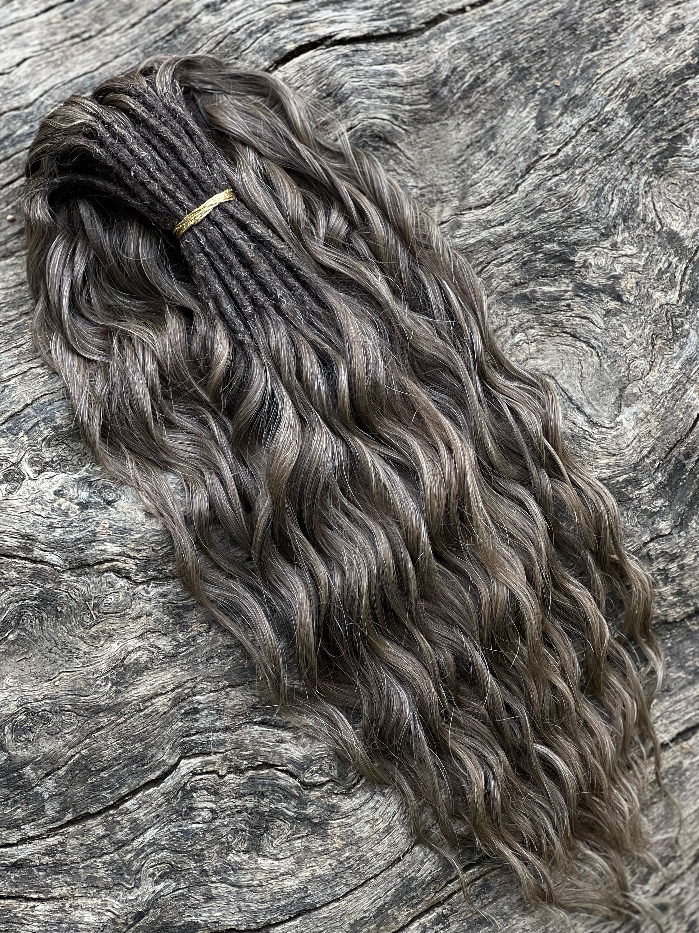 light brown BRUSHABLE synthetic de dreaded curls , wavy hair extensions , Anna curls