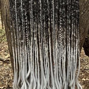 Ombre grey synthetic dreads Dreadlock Extensions synthetic double ended hair extensions dreadlocks boho single ended DE or SE viking dreads