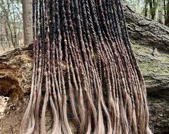 Ombre Brown Synthetic Dreadlock Extensions: Boho Viking Style Dreads