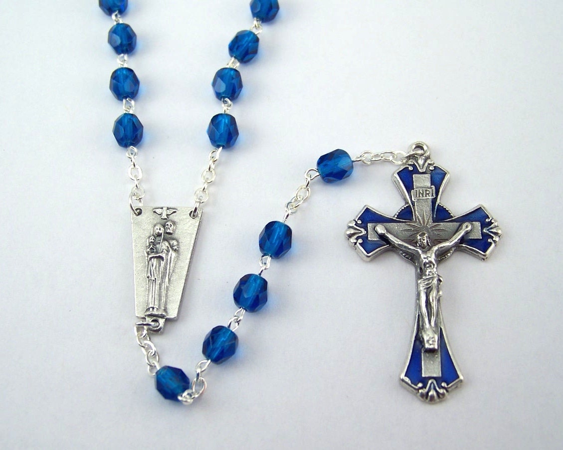 Blue Holy Family Rosary 25 | Etsy