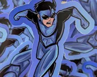 BLUE INVINCIBLE STICKER // Weather Proof // Vinyl 3" // Hero, Super, Invincible