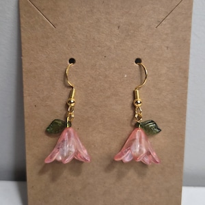 Pink Lily Flower Earrings