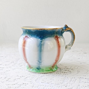 Antiek Wood & Son Engeland Victoriaanse porseleinen beker - kleurrijk airbrush-ontwerp