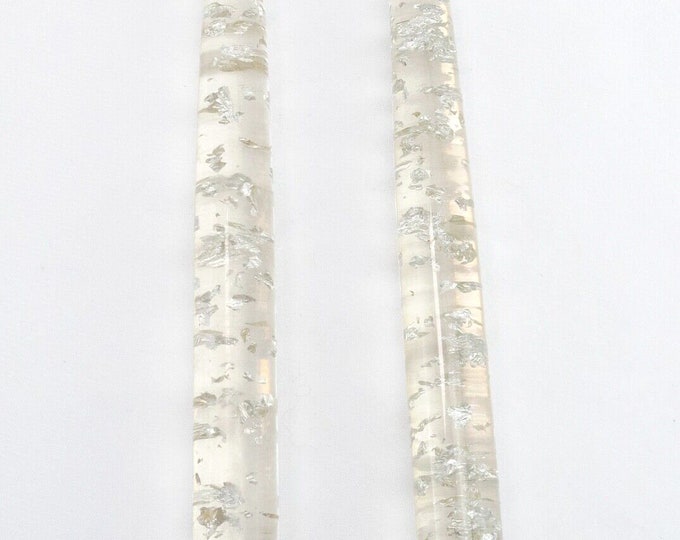 Vintage Lucite Candles Clear With Silver Flecks 8 Inches Tall Etsy