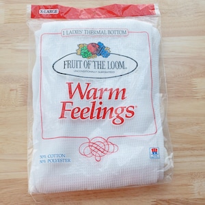 1980s Fruit Of The Loom Warm Feelings Thermounterteil, Frauen-Größe XL XL Weiß Unterwäsche OVP