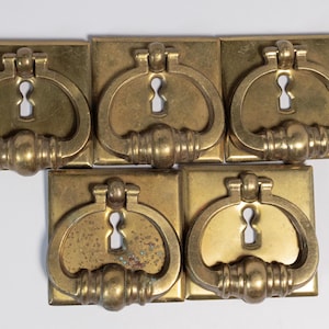Vintage Stewart Warner Brass Drawer Pulls, Gold Colored Furniture Hardware, Fixtures For Dresser Cabinets