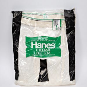 Vintage Hanes Men&#39;s Thermal Bottoms Size L 36/40 White New Old Stock