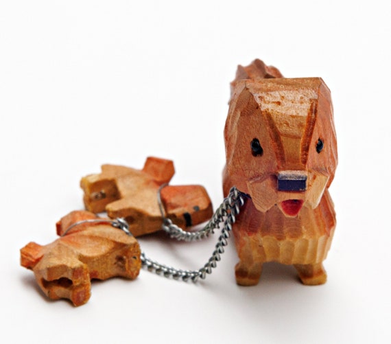 アンティーク　木製　犬の置物　イタリア製 犬と子犬の置物 木彫り ヴィンテージ 1940年代 - Etsy 日本