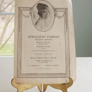 1920s Miami Florida Concert Program Geraldine Farrar