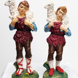 Vintage Shepherd Boy Figurines, Christmas Nativity Replacement Figures for Manger Scene, Made In Italy