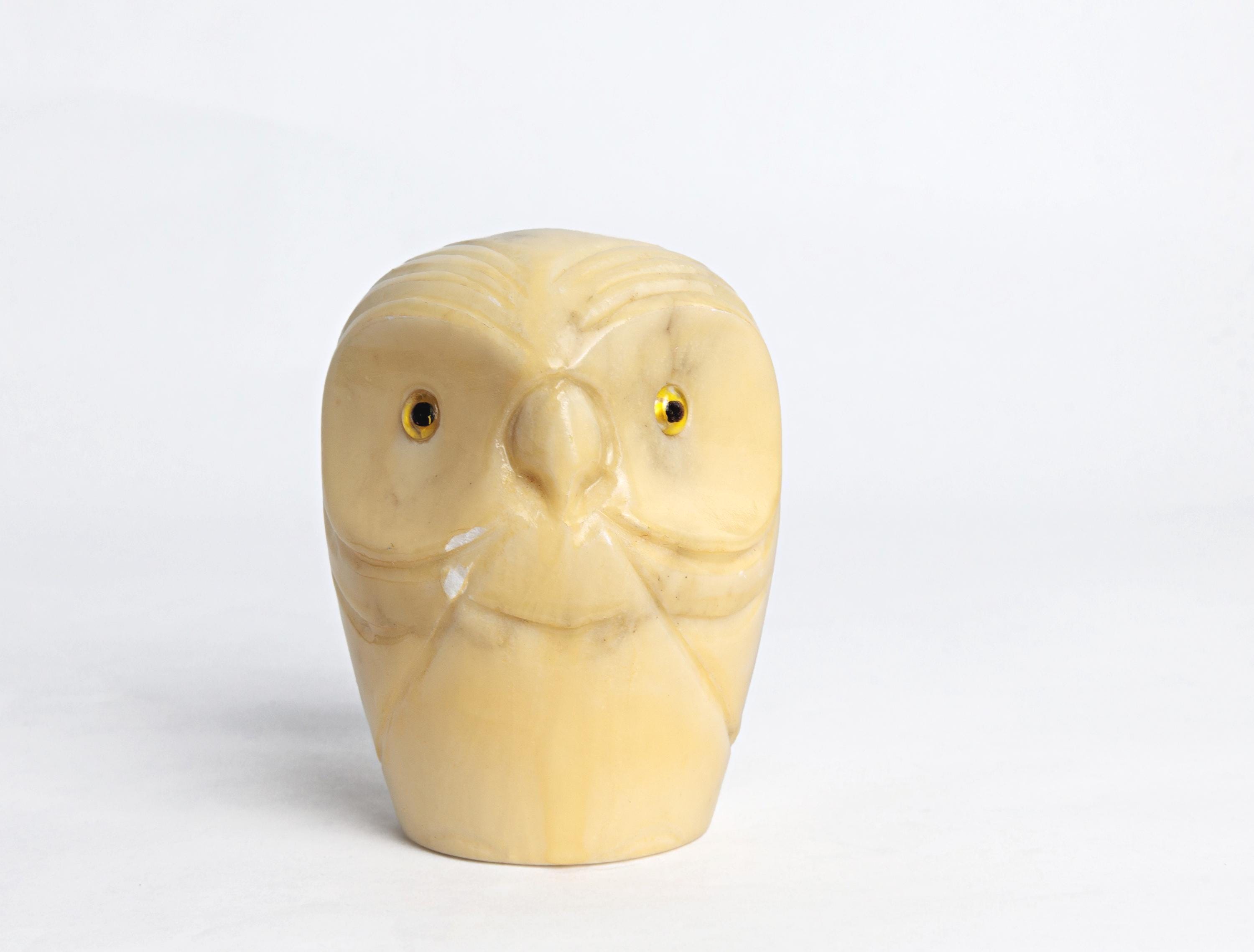 Vintage Italian Stone Owl Figurine Sculpture Alabaster Dark Academia Goblincore