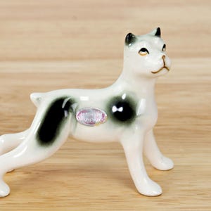 Vintage Boxer Dog Figurine Black And White Bone China Made In Japan