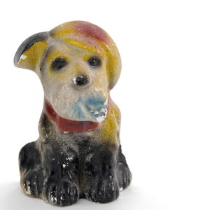 Small Vintage Chalkware Dog Figurine, Carnival Prize, Rustic Decor For Child Bedroom