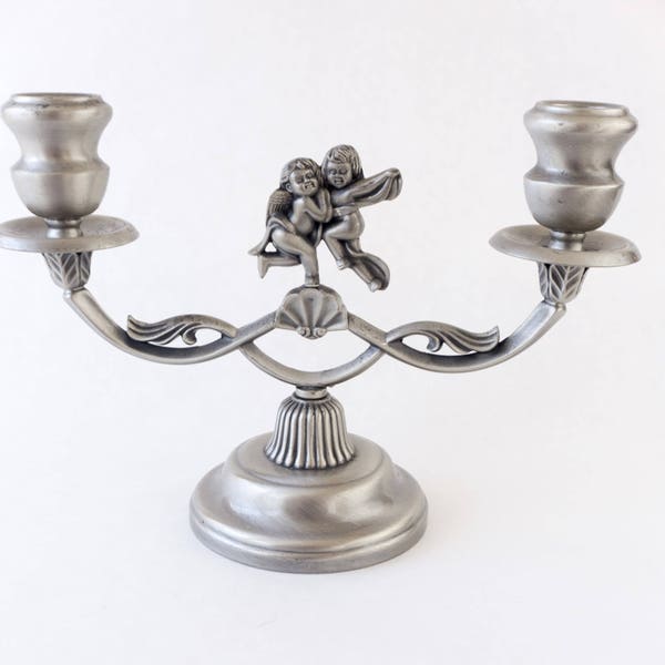 Sostenedor de vela de querubín Vintage Plata Metal