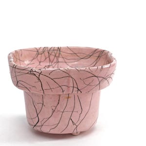 1950s Pink And Black Mini Planter, Tiny Mid-Century Pot, MCM Decor For Indoor Garden