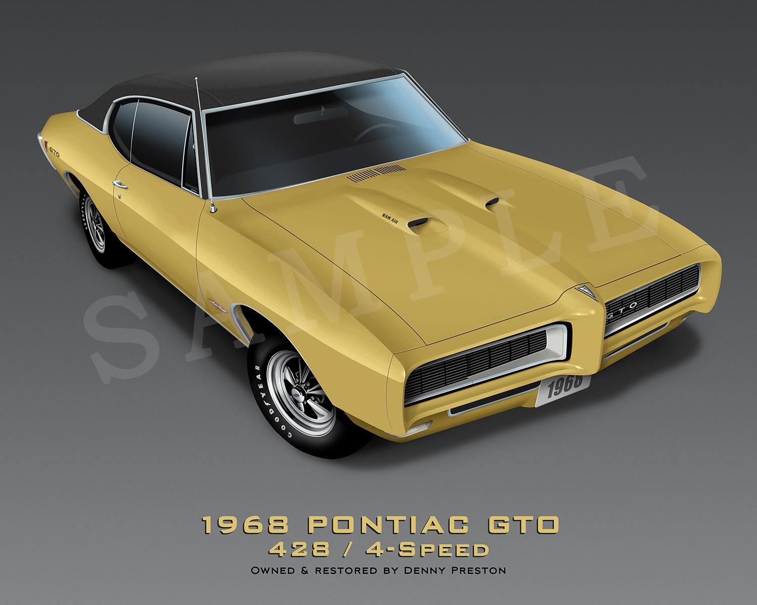 1968 Pontiac GTO Personalized Custom Art Prints - Etsy