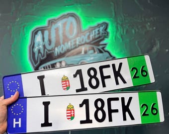 Targa ungherese personalizzata • Targa UE personalizzata • Replica targa ungherese • Targa auto personalizzata • Targa in metallo in rilievo • Regalo per auto