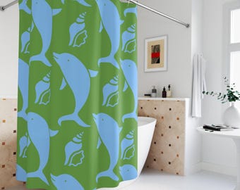 Nautische Delphin Duschvorhang: Green Ocean Theme Badezimmer Dekor