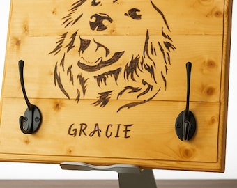 Wood Pyrography Dog leash holder