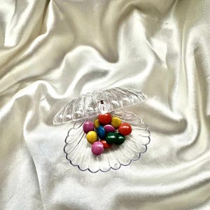Boîte à bonbons transparente en forme de coquillage - Cadeau de mariage, de fiançailles et de baby shower
