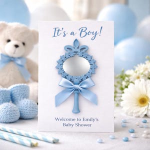 Spersonalizowane różowe, niebieskie lusterko do rąk z pamiątkami na baby shower, upominek powitalny dla dziecka, prezent dla noworodka, prezent z podziękowaniem