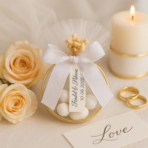 Personalized Sugared Almond Favor – Tulle & Bow Wedding Keepsake