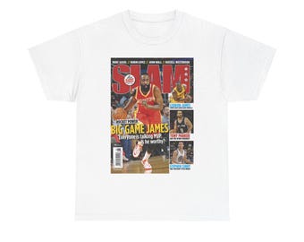James Harden Shirt, Houston Rockets NBA SLAM Cover T-Shirt, Unisex Sport-T-Shirt, Vintage Retro Basketball Streetwear, Geschenk für Männer, Papa, Jungs