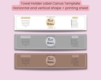 Editable Towel Holder Wrap Label Canva Template | Wrapper for crochet towel holder | Wrap display tag | Label design | Bonus printing sheet