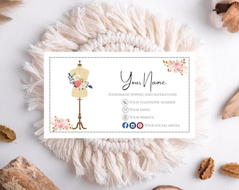 Sewing Business Card Canva Template | Handmade Alterations Business Card | Editable Tailor Business Card | Seamstress Business Card