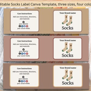 Editable socks Label Canva Template | Wrap-around socks packaging | DIY Socks Tags | Custom Socks Band | 4 colors, 3 sizes