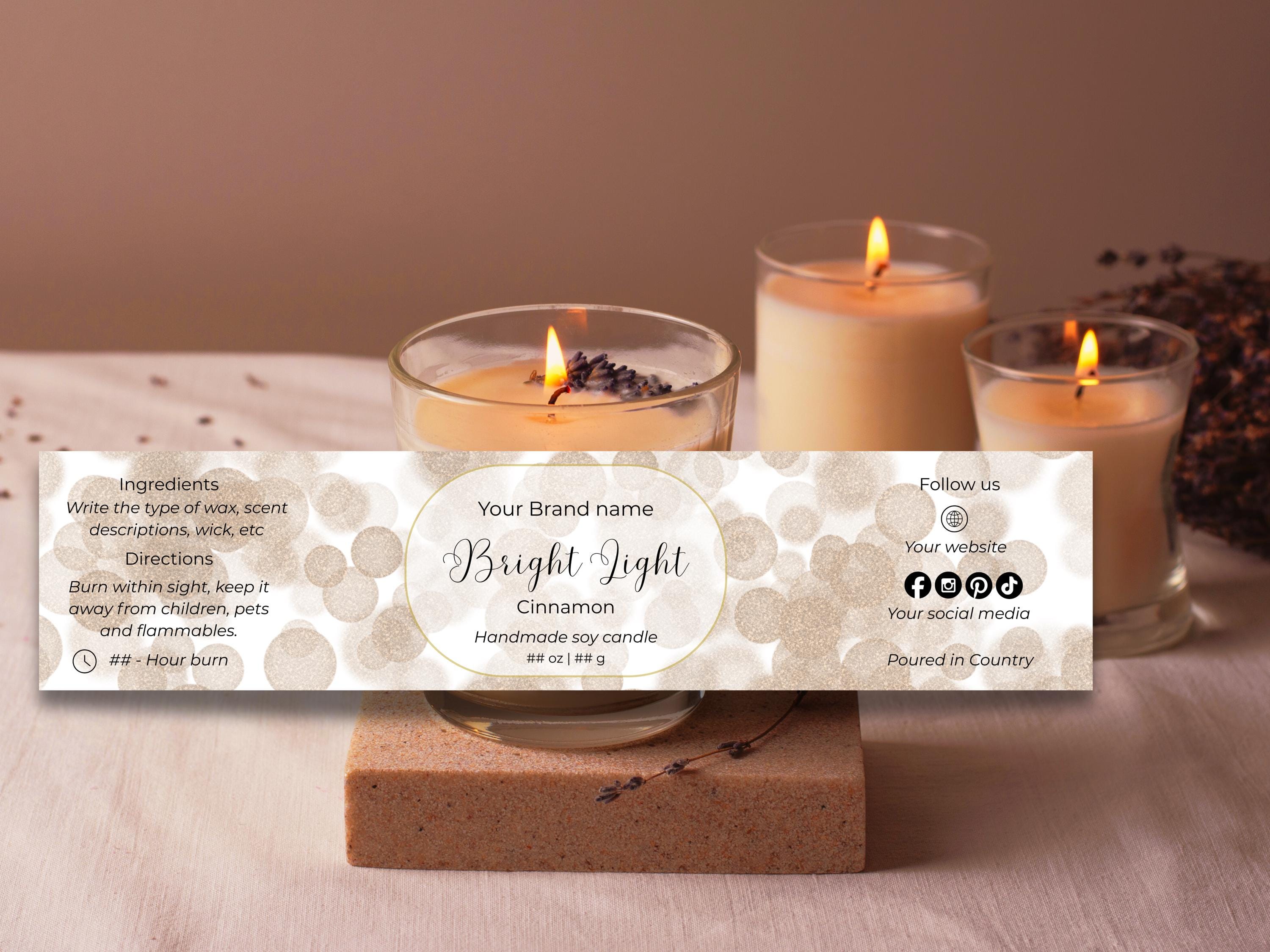 Editable Candle Label Canva Template | Custom Soy Candle Wrapper ...