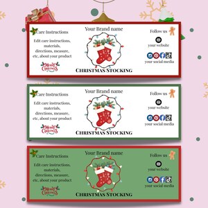 Editable Christmas Stocking Label Template | Decorative Christmas Socks Wrapper |Xmas Hanging Socks wrap label | Stockings packaging|4 sizes